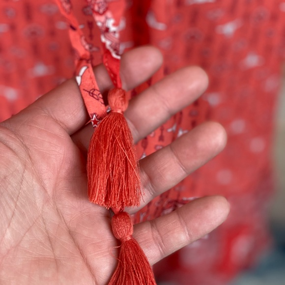 ❌NWT Hippie Indie Bohemian Red Rose Blouson Dress - Picture 11 of 14